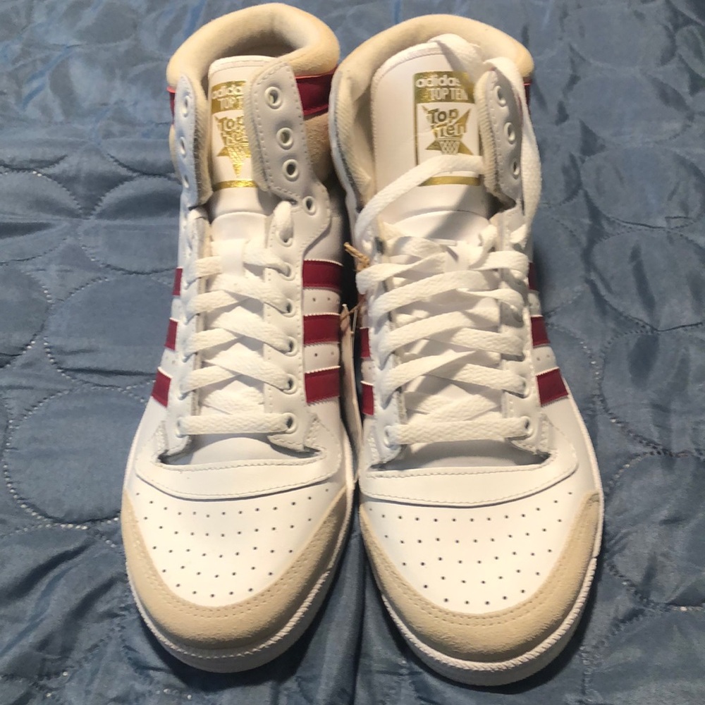 Adidas Original Top Ten High Basketball Shoes White Red